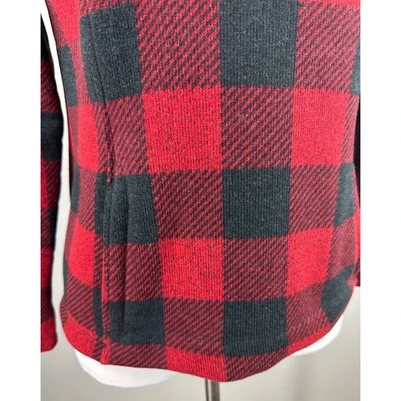 The North Face Crescent Buffalo Plaid Fleece Toggle Hooded Pullover Womens Small - Picture 14 of 16